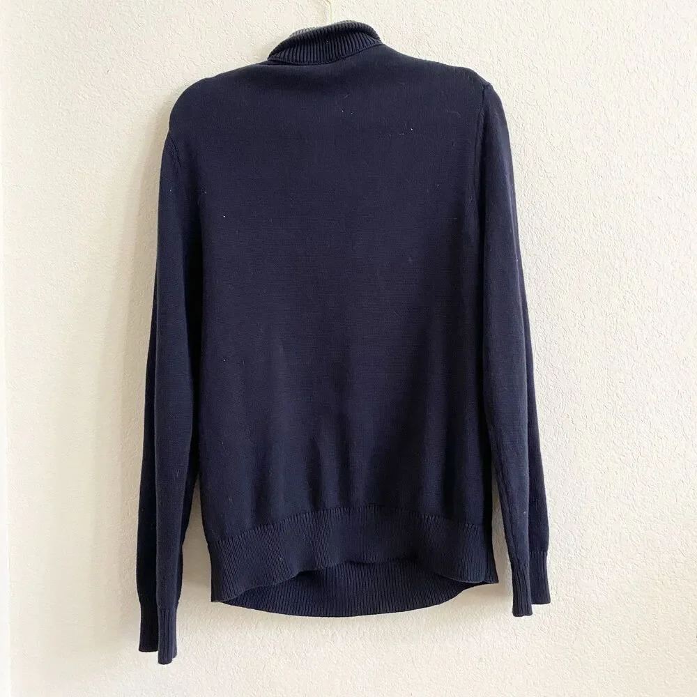 Banana Republic Sweater Men's Medium Navy Blue Button Collar‎ 100% Cotton